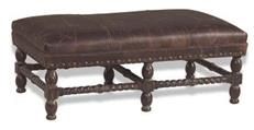 Bench J NEAL Traditional Antique Backless Chocolate Brown Poly Fiber Seat Fill
