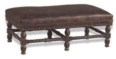 Bench J NEAL Traditional Antique Backless Chocolate Brown Leather Poly Fiber