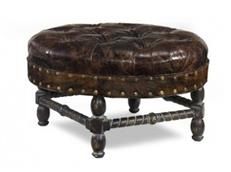 Bench J NEAL Traditional Antique Backless Oval Chocolate Brown Leather Poly