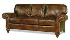Leather Sofa Hand-Crafted USA, 91 Top Grain Leather, Nailhead Trim, Wood
