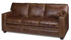 Leather Sofa, Classic Nailhead, Wood, Top Grain Leather, Hand-Crafted USA