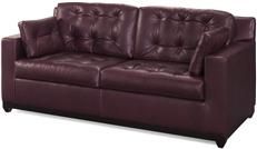 Leather Sofa Crafted USA, Button Back, Square Arms, Top Grain Leather, Wood