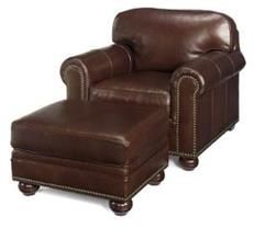 Ottoman Traditional Antique Bun Feet Coffee Brown Poly Fiber Seat Fill Leather