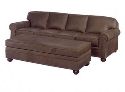 4-Seat Leather Sofa Hand-Crafted, Wood, Brown Top Grain Leather