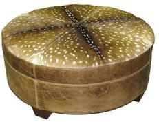 40 Ottoman Wood Leather Nailhead Trim Not Available Removable Leg Ha MK-552