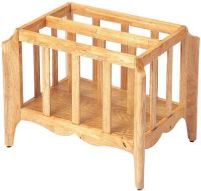 Magazine Basket Stand Distressed Natural Mango Rubberwood Oak