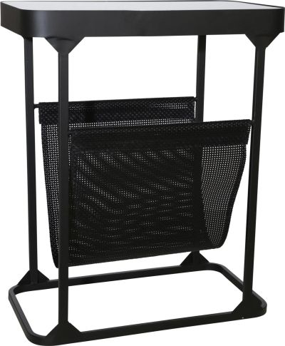 Magazine Holder Stand Transitional Polished Black Iron