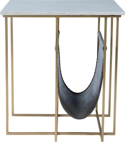 Magazine Table Stand Distressed Aged Silver White Gray Brown Leather Iron