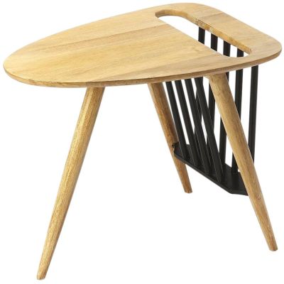 Magazine Table Stand Modern Contemporary Natural Distressed Black Mango