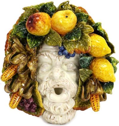 Mask ROBBIANA OF PROSPERITY The Harvest Corn Face Lemon Large Ceramic Handmade