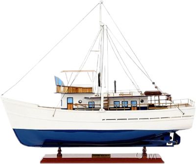 Model Sailboat Traditional Antique Dickie Walker Wood Metal Frame Exotic