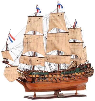 Model Ship Traditional Antique Friesland Boats Sailing Wood Base Metal Western