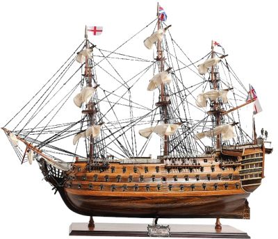 Model Ship Traditional Antique HMS Victory Boats Sailing Linen Metal Wood