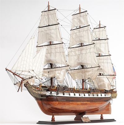 Model Ship Traditional Antique USS Constellation Wood Base Western Red Cedar