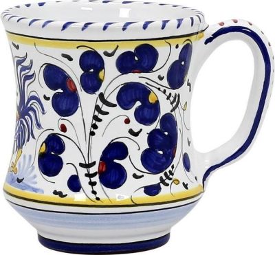 Mug Deruta Majolica Orvieto Rooster Concave Blue Ceramic Handmade Dishwasher