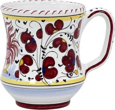 Mug Deruta Majolica Orvieto Rooster Concave Red Ceramic Dishwasher Safe