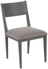 Side Chair AUDREY Distressed Black Gray Natural Iron Reclaimed Wood Linen