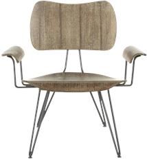 Arm Chair ANDREW Industrial Medium Gray Distressed Oak Reclaimed Wood Iron