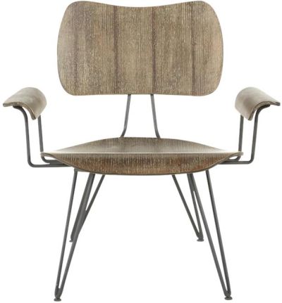 Arm Chair ANDREW Industrial Medium Gray Distressed Oak Reclaimed Wood Iron