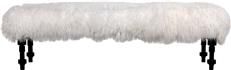 Bench COCO Backless Hand-Rubbed Black Mahogany Lamb Fur