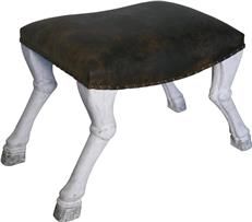 Stool Claw Feet Saddle Dark Tobacco Weathered White Brown Leather Mahog