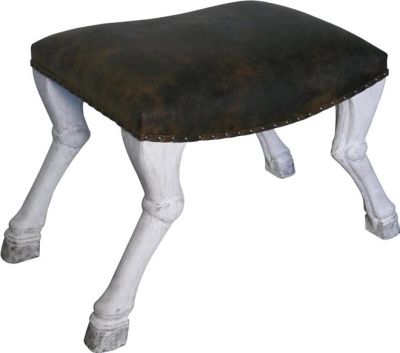 Stool Claw Feet Saddle Dark Tobacco Weathered White Brown Leather Mahog