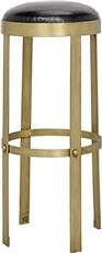 Stool PRINCE Black Gold Leather Metal