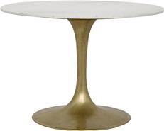 Side Table LAREDO 40-In Antique Brass White Marble Metal