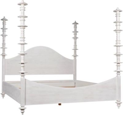 Bed FERRET King White Wash White/Cream Mahogany