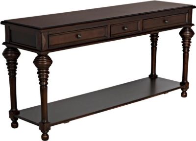 Sofa Table Console COLONIAL Large Distressed Brown Birch