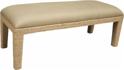 Bench Backless Dark Natural Linen Elm Rope