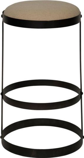 Stool DIOR Backless Black Light Linen Metal