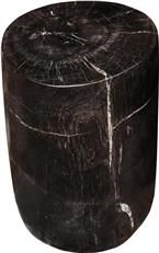 Stool Backless Polished Stainless Steel Fossil Wood