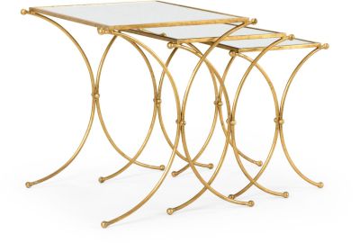 Nest of Tables Gold Leaf Glass Top Iron