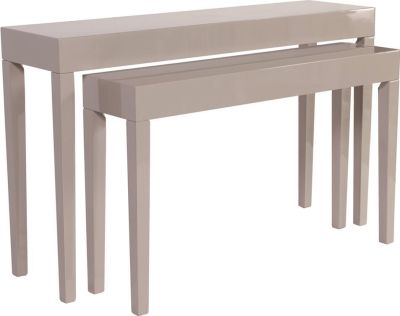 Nesting Tables HOWARD ELLIOTT Rectangular Top Tapered Legs Glossy Taupe