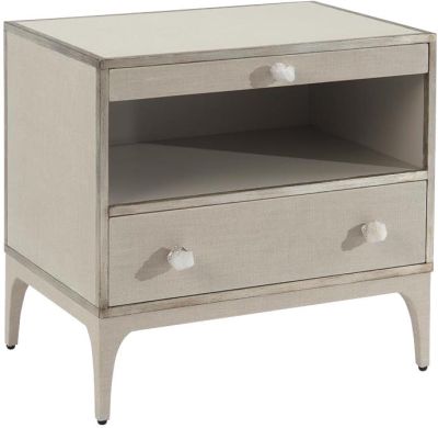 Nightstand JOHN-RICHARD MARAIS White Antique Beluga Silver Crystal Linen