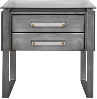 Nightstand Luna Bella Ebony Iron Birch Wood 2-Drawer Modern USA Handmade