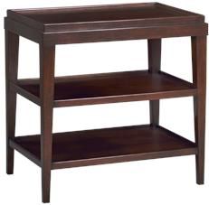 Side Table Lipped Top Hand-Rubbed Chocolate Dark Brown Acacia Wood 2-Shelves