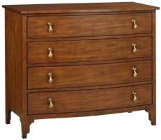 Chest Bow Front Rustic Distressed Hand-Rubbed Acacia Wood Self Closing 4-Drawers