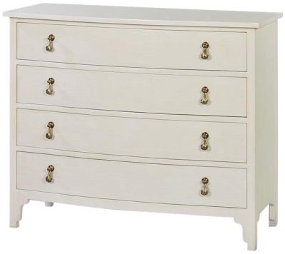 Chest of Drawers Curved Front Wood White Gray Distressed Self Close 4-Drawers