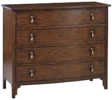 Chest of Drawers Bowfront Hand-Rubbed Satin Country Wood Brass 4-Drawers