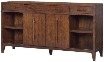 Media Cabinet Entertainment Center Hand-Rubbed Wood Sliding Doors 3-Drawer