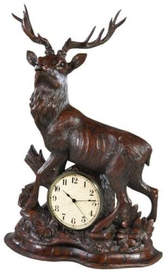 Mantle Mantel Clock Guardian Of The Forest Stag Hand-Painted Resin OK Casting