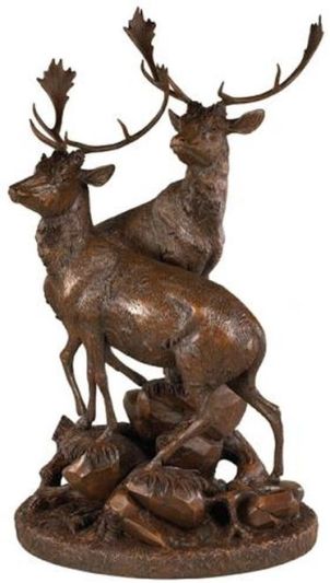 Sculpture Statue Pair Stags Deer Rustic Mountain Hand Painted Resin OK Casting