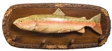 Plaque MOUNTAIN Lodge Trout and Oak Fish 4-Hook Chestnut Resin Hand-Cast