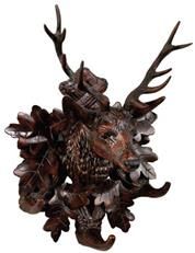 Coat Rack Wall 3-Hook Stag Head Deer Rustic Oak Leaves Hand Painted OK Casting