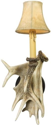 Wall Sconce MOUNTAIN Lodge Left Antler Deer 1-Light Ivory Resin Hand-Painted