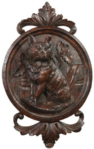 Plaque EQUESTRIAN Lodge Sitting Fox Large Chocolate Brown Resin Hand-Cast