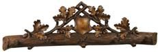 Coat Hook MOUNTAIN Lodge Oak Leaf Crest Chestnut Resin Carved Hand-Cast