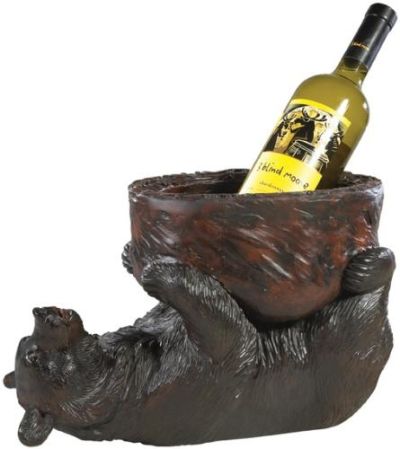 Centerpiece MOUNTAIN Lodge Bear Large Ebony Oxblood Red Black Resin